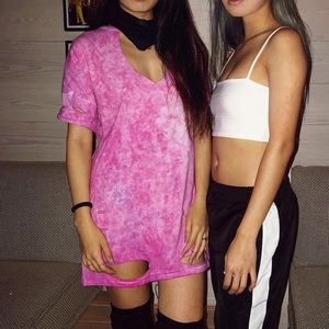 Pink Tie Dye Grunge T-Shirt Dress